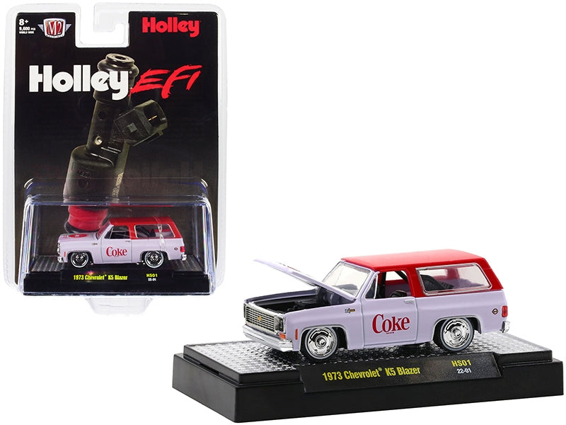 1973 Chevrolet K5 Blazer with Lowered Chassis "Coca-Cola" White with Coke Red Top Limited Edition to 11000 pieces Worldwide 1/64 Diecast Model Car by M2 Machines