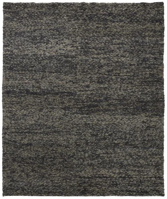 2' X 3' Gray and Black Wool Hand Woven Distressed Area Rug