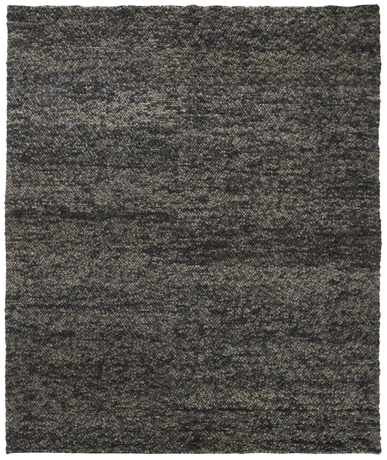 2' X 3' Gray and Black Wool Hand Woven Distressed Area Rug