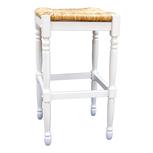 29" Natural And Antiqued White  Backless Bar Height Chair With Footrest