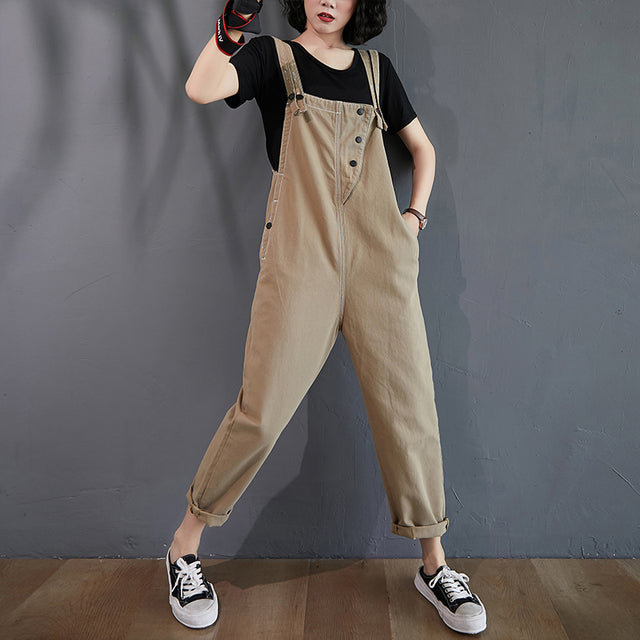 Denim Plus Size Suspender Jumpsuit