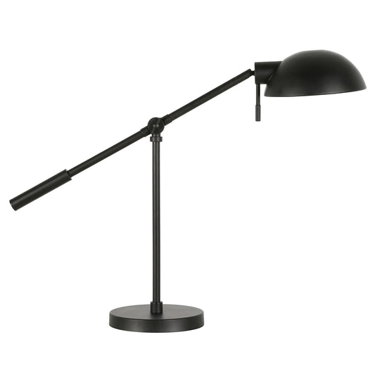 23" Black Metal Desk Table Lamp With Black Dome Shade