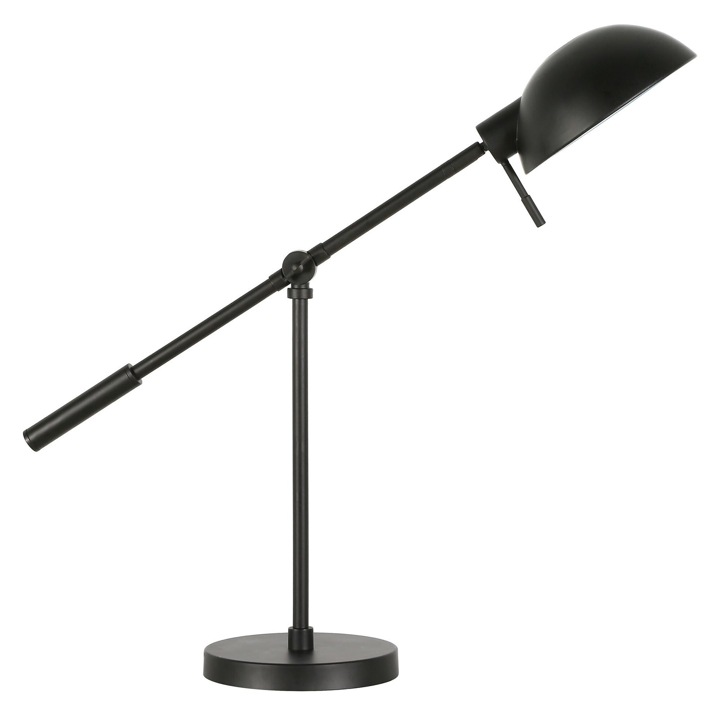 23" Black Metal Desk Table Lamp With Black Dome Shade