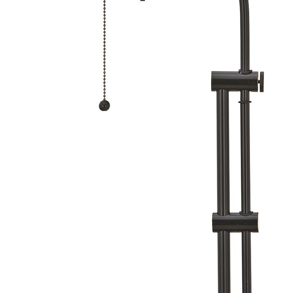 26" Bronze Metal Adjustable Table Lamp With Bronze Rectangular Shade