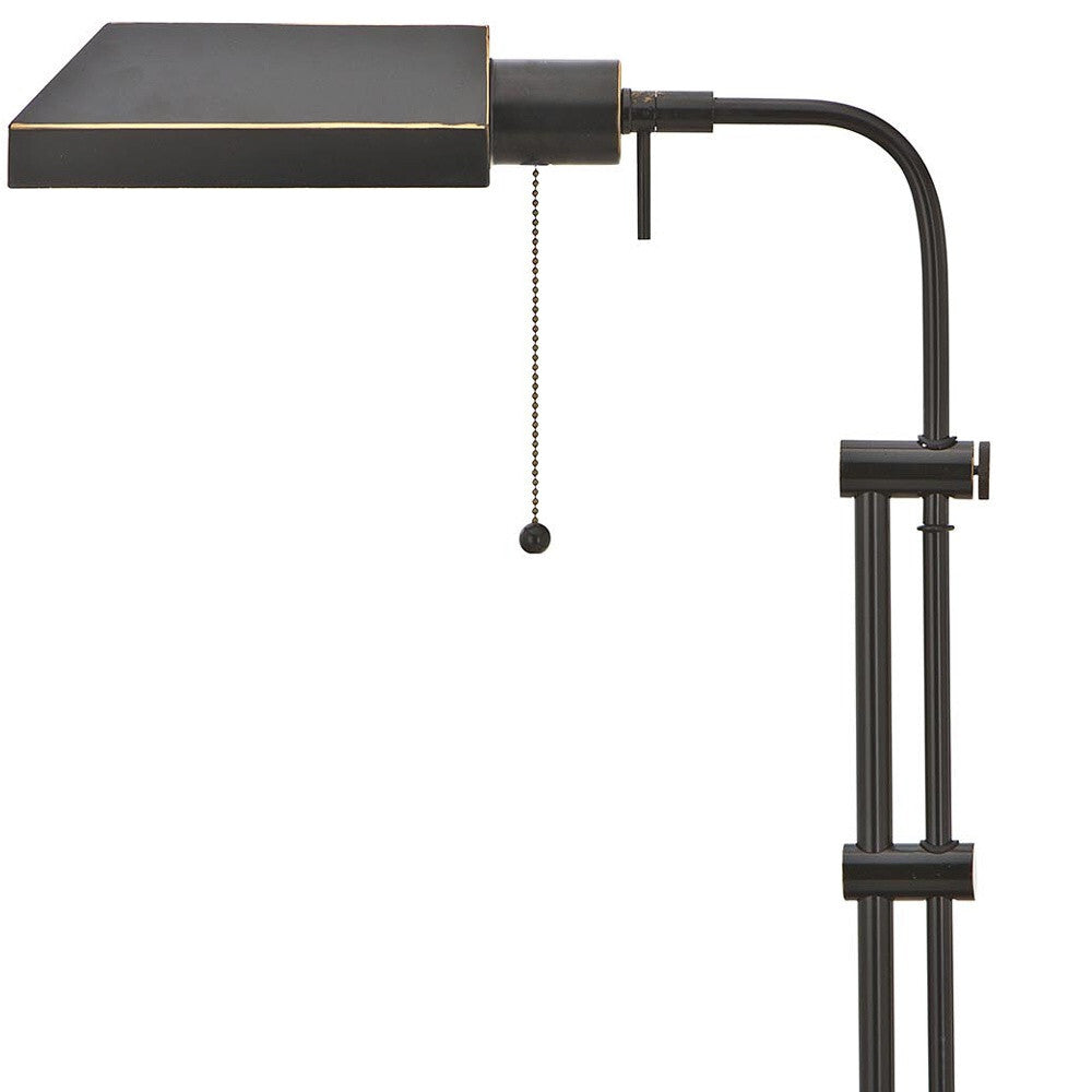 26" Bronze Metal Adjustable Table Lamp With Bronze Rectangular Shade