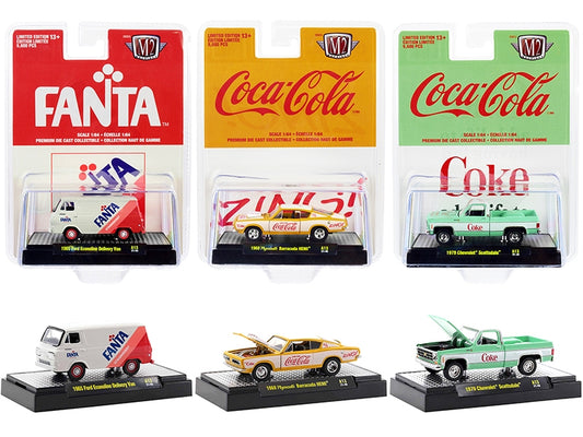 "Coca-Cola & Fanta" Set of 3 pieces Release 13 Limited Edition to 9600 pieces Worldwide 1/64 Diecast Model Cars by M2 Machines