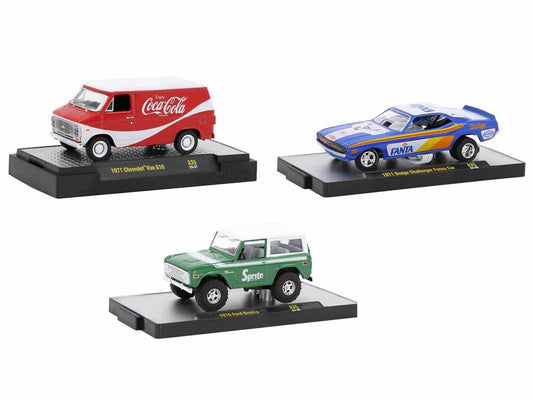 "Sodas" Set of 3 pieces Release 35 Limited Edition to 9250 pieces Worldwide 1/64 Diecast Model Cars by M2 Machines