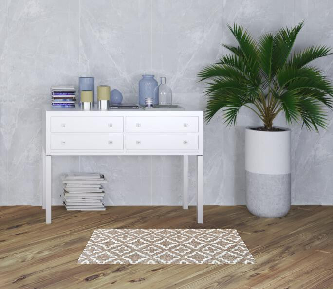 2' X 4' Sand Moroccan Machine Tufted Area Rug With UV Protection