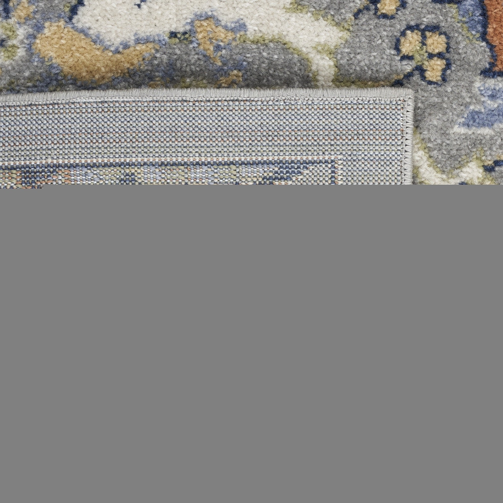 7' x 10' Green and Ivory Floral Power Loom Area Rug