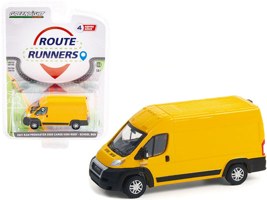 2021 Ram ProMaster 2500 Cargo High Roof Van Yellow "School Bus" "Route Runners" Series 4 1/64 Diecast Model Car by Greenlight