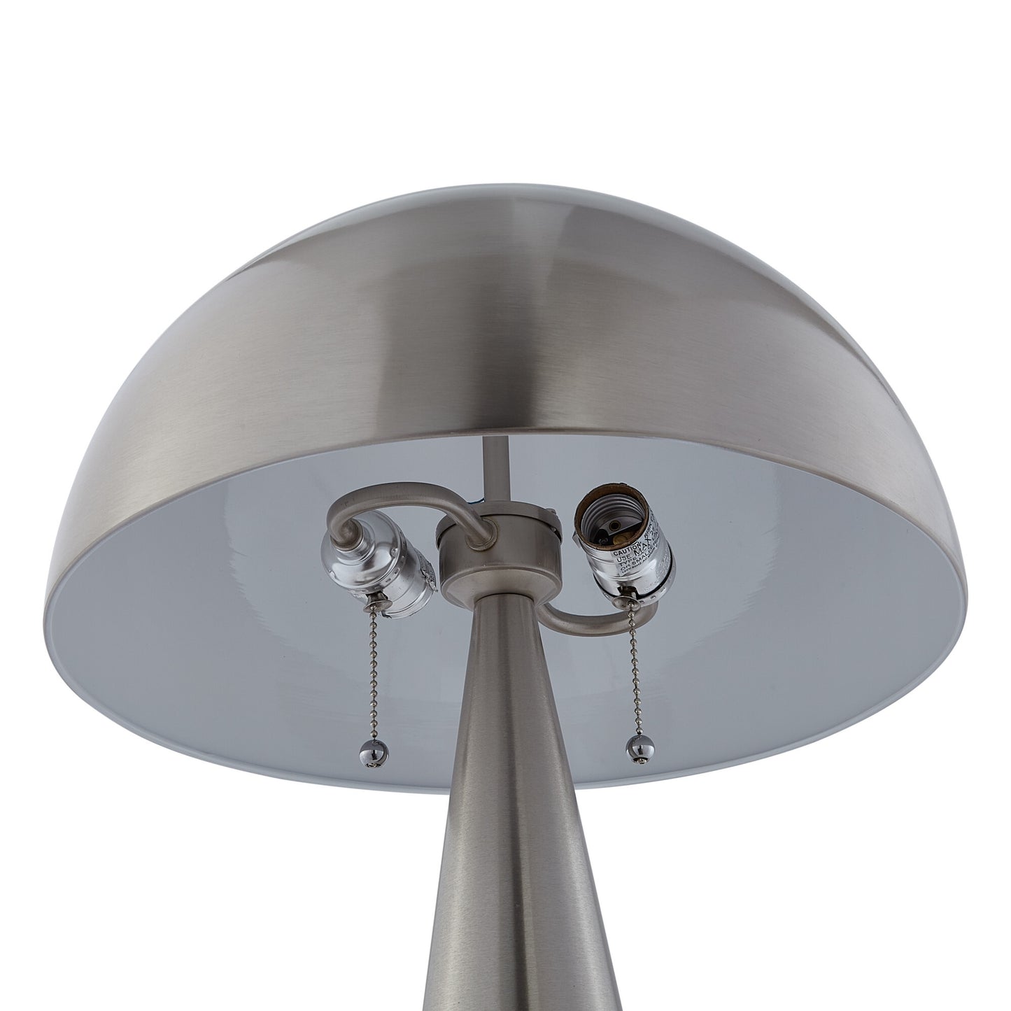 24" Gray Iron Usb Table Lamp With Gray Dome Shade