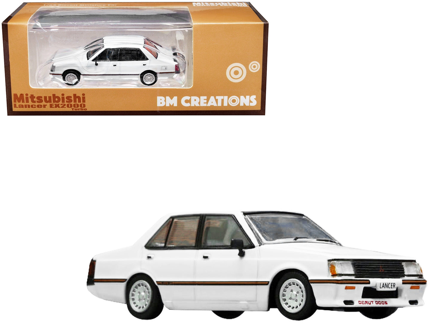 Mitsubishi Lancer EX2000 Turbo RHD (Right Hand Drive) White with Stripes with Extra Wheels 1/64 Diecast Model Car by BM Creations