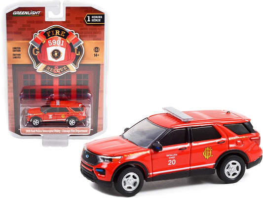2020 Ford Police Interceptor Utility Red Battalion Chief "Chicago Fire Department" (Illinois) "Fire & Rescue" Series 1 1/64 Diecast Model Car by Greenlight