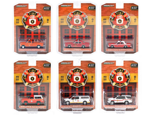 "Fire & Rescue" Set of 6 pieces Series 4 1/64 Diecast Model Car by Greenlight