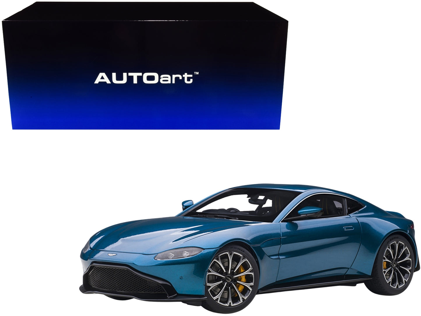 2019 Aston Martin Vantage RHD (Right Hand Drive) Zaffre Blue Metallic 1/18 Model Car by Autoart