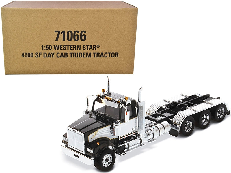 Western Star 4900 SF Tridem Day Cab Truck Tractor Black "Transport Series" 1/50 Diecast Model by Diecast Masters
