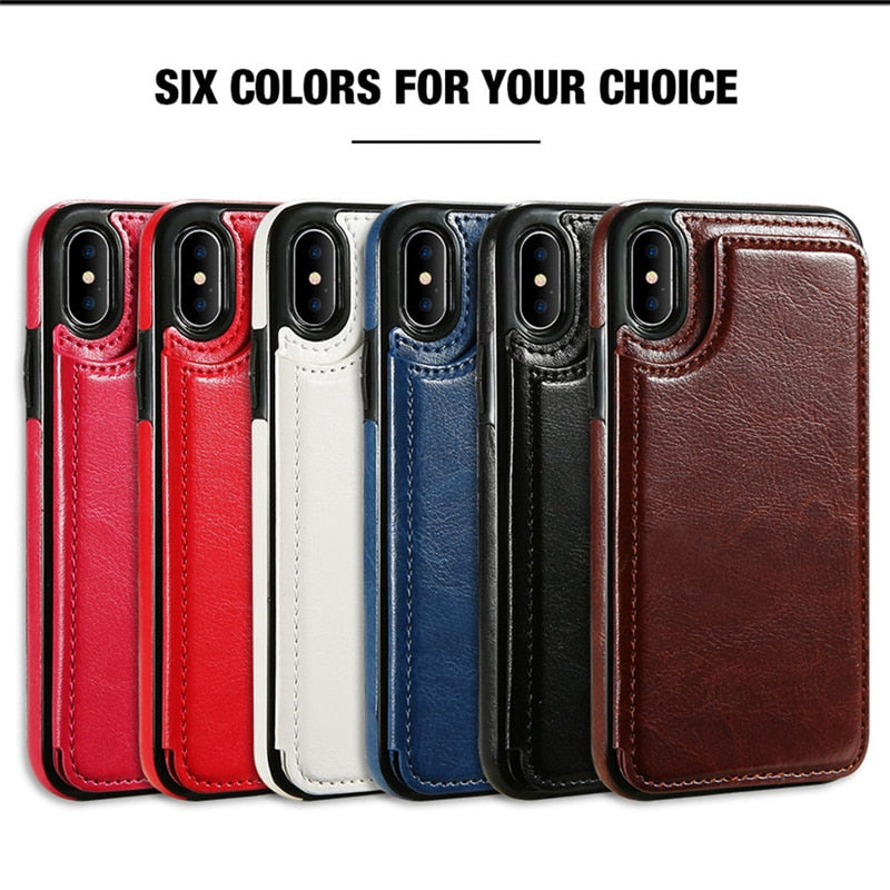 Leather Wallet Back Case for iPhone