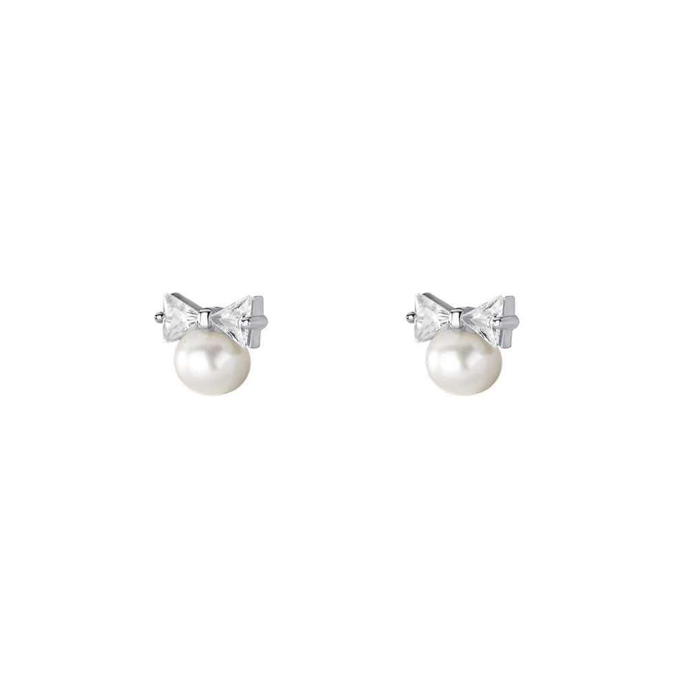 Pearl Bow Sweet Stud Earrings