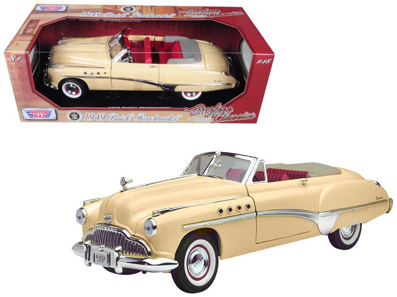 1949 Buick Roadmaster Cream with Red Interior 1/18 Diecast Model Car by Motormax