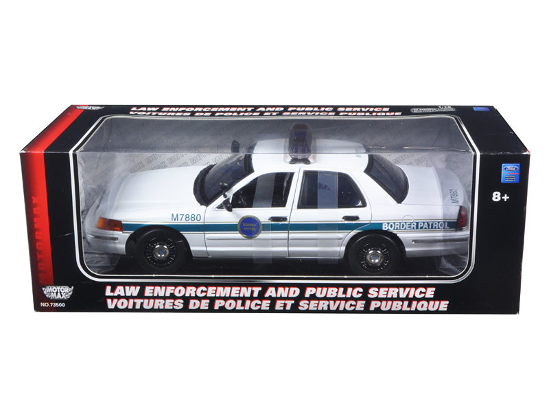 Ford Crown Victoria Border Patrol Police Car White 1/18 Diecast Model Car by Motormax