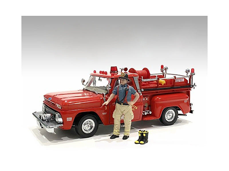 "Firefighters" 6 piece Figure Set (4 Males 1 Dog 1 Accessory) for 1/18 Scale Models by American Diorama