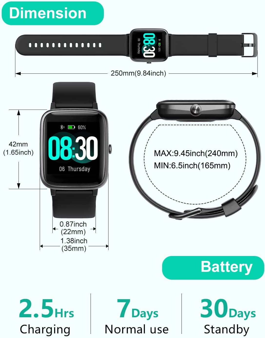 SmartWatch For IOS And Android Phones IP68 Waterproof Smartwatch Fitness Tracker Watch With Heart Rate Sleep Monitor Steps Calories Counter