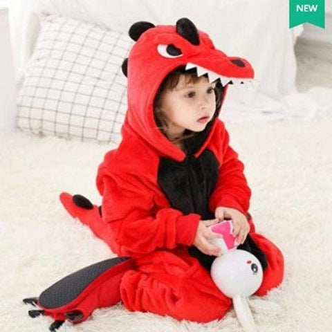 Flannel Funny Dinosaur Pajama Animal Dinosaur Family Home Funny Costume One-Piece