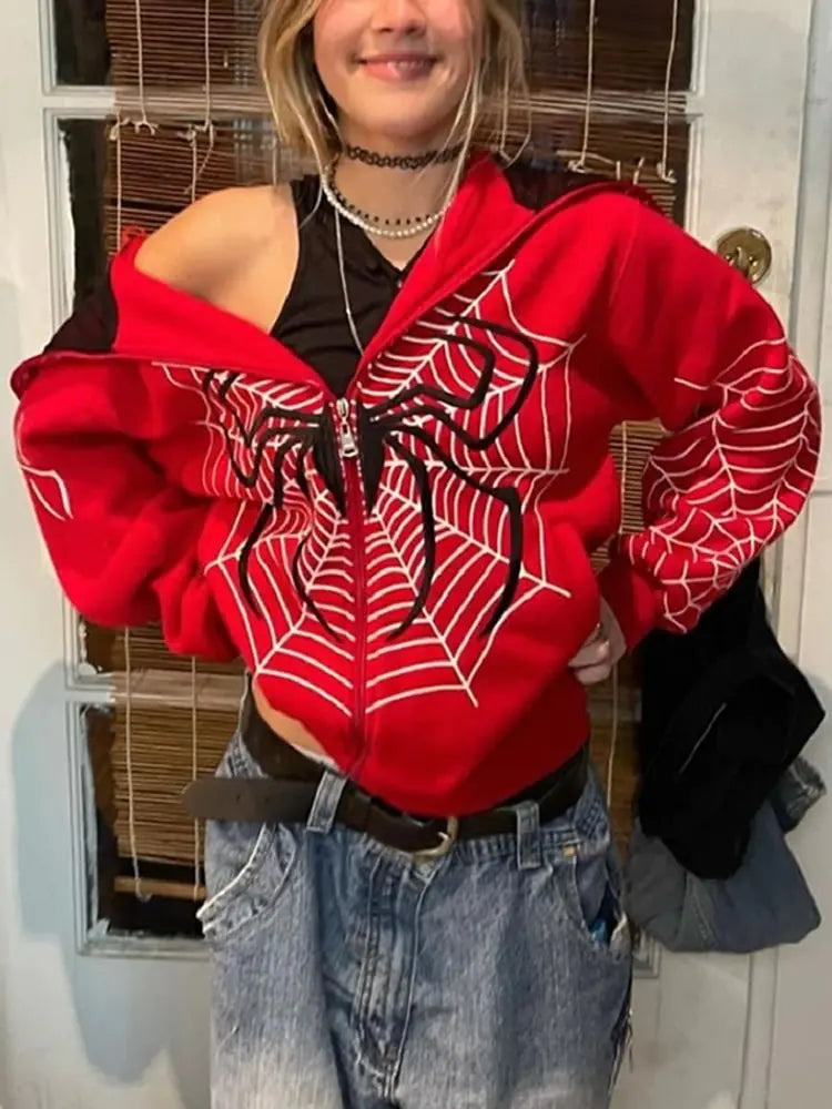 Streetwear Hoodie Spider Web