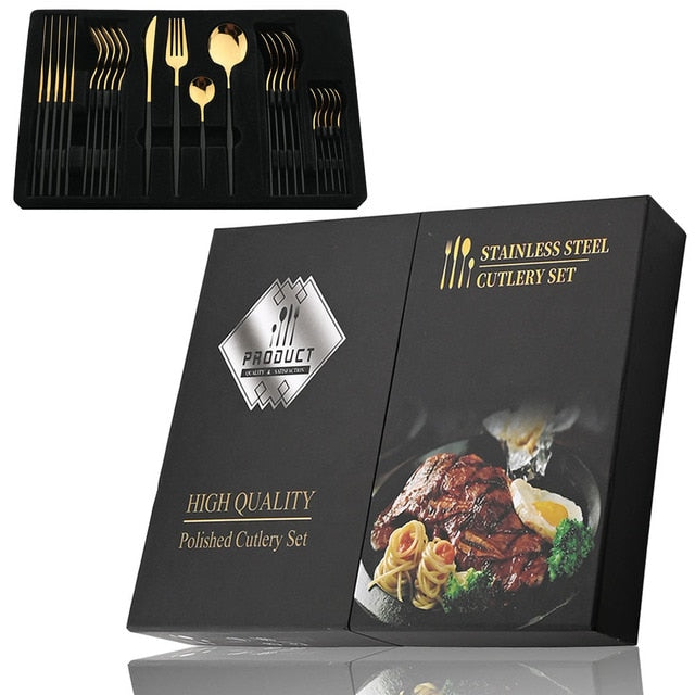 24Pcs Stainless Steel Cutlery Set