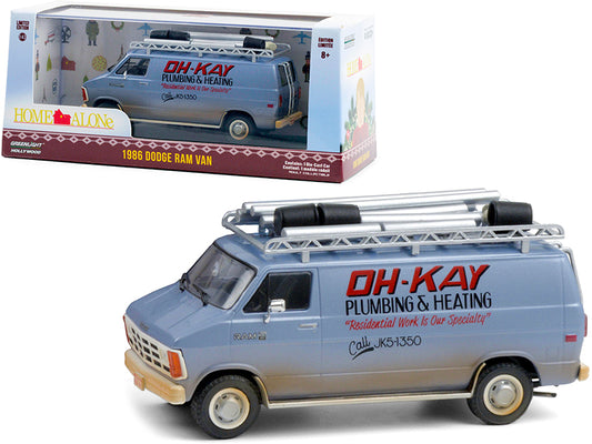 1986 Dodge Ram Van Blue (Dirty) "Oh-Kay Plumbing & Heating" "Home Alone" (1990) Movie 1/43 Diecast Model by Greenlight