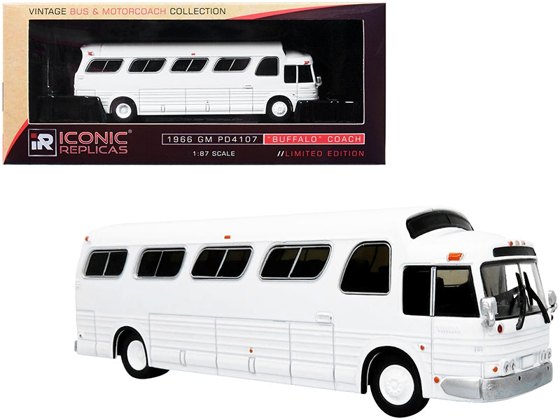 1966 GM PD4107 "Buffalo" Coach Bus Blank White "Vintage Bus & Motorcoach Collection" 1/87 Diecast Model by Iconic Replicas
