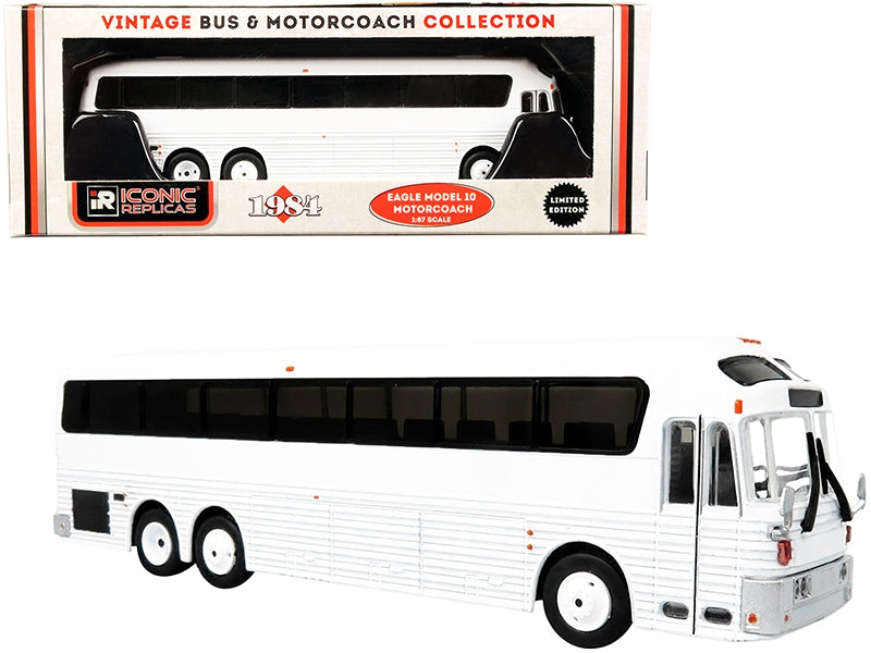 1984 Eagle Model 10 Motorcoach Bus Blank White "Vintage Bus & Motorcoach Collection" 1/87 (HO) Diecast Model by Iconic Replicas