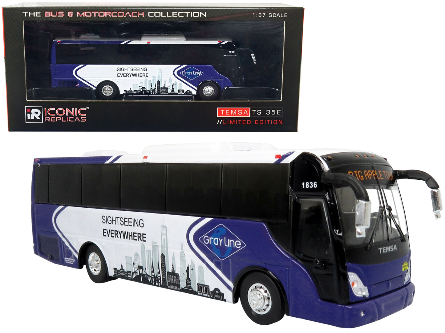 TEMSA TS 35E Bus New York City Gray Line "Sightseeing Everywhere - Big Apple Tour" "The Bus & Motorcoach Collection" 1/87 Diecast Model by Iconic Replicas