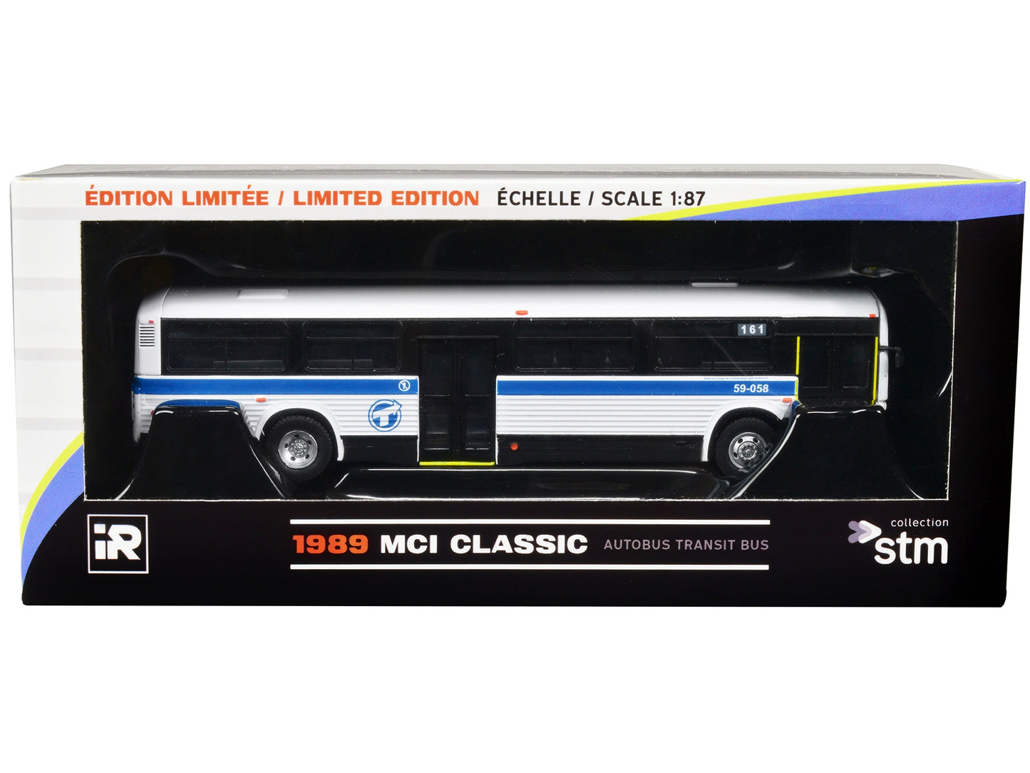 1989 MCI Classic Transit Bus STM Montreal "161 Van Horne" 1/87 Diecast Model by Iconic Replicas