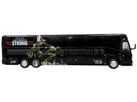 MCI J4500 Coach Bus "Arrow Stage Lines - Veteran Strong" Black "The Bus & Motorcoach Collection" Limited Edition to 504 pieces Worldwide 1/87 (HO) Diecast Model by Iconic Replicas