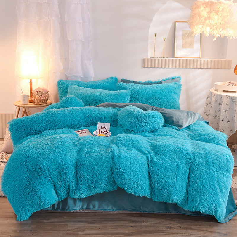 Luxury Thick Fleece Duvet Cover Queen King Winter Warm Bed Quilt Cover Pillowcase Fluffy Plush Shaggy Bedclothes Bedding Set Winter Body Keep Warm by LuxuryLifeWay
