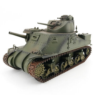 EXBONZAI 1/16 2.4ghz RC Tank RTR Hand Made Simulation Full Metal W/light & Sound 360 Degree Turret Rotation Remote Control For American M3 RC Car Vehicles Model