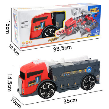 Children's Simulation Diecast Engineering Vehicle Model Set Deformation Storage Parking Lot Educational Toys