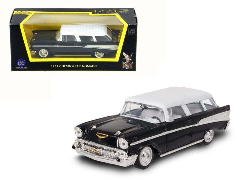 1957 Chevrolet Nomad Black with White Top 1/43 Diecast Model Car by Road Signature