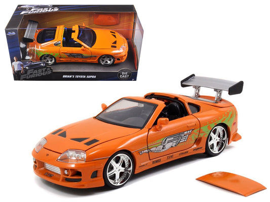 Brian's Toyota Supra Orange with Graphics "Fast & Furious" Movie 1/24 Diecast Model Car by Jada