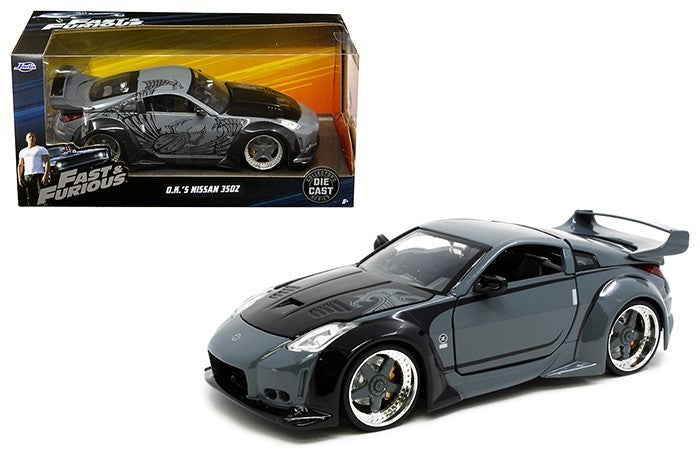 D.K.'s Nissan 350Z Gray and Black with Graphics "Fast & Furious" Movie 1/24 Diecast Model Car by Jada