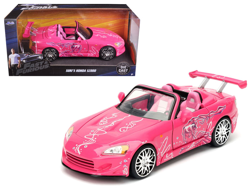 Suki's 2001 Honda S2000 Convertible Pink with Graphics "Fast & Furious" Movie 1/24 Diecast Model Car by Jada