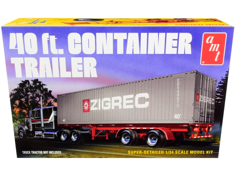 Skill 3 Model Kit 40' Container Trailer 1/24 Scale Model by AMT