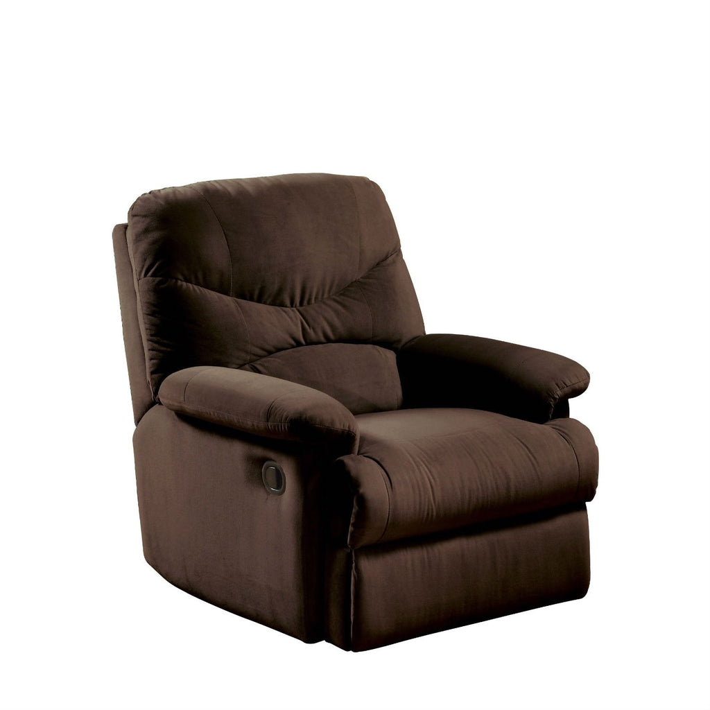 Comfortable Recliner Chair in Chocolate Brown Microfiber Upholstery