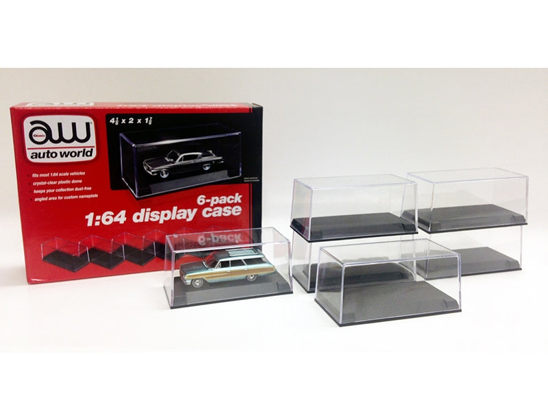 6 Collectible Display Show Cases for 1/64 Scale Model Cars by Auto World