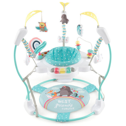 Baby Activity Center Height Adjustable Baby Bouncing Saucer with Interactive Toys-Blue