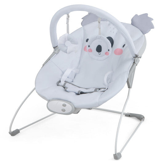 Portable Baby Bouncer Infant Rocker Seat with Detachable Toy Bar-Gray