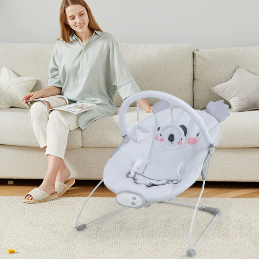 Portable Baby Bouncer Infant Rocker Seat with Detachable Toy Bar-Gray