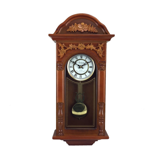 Bedford Clock Collection 27.5 Inch Oak Finish Pendulum Wall Clock W2B