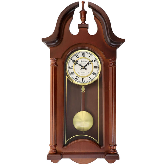 Bedford Clock Collection Delphine 27 Inch Mahogany Chiming Pendulum Wall Clock W2B